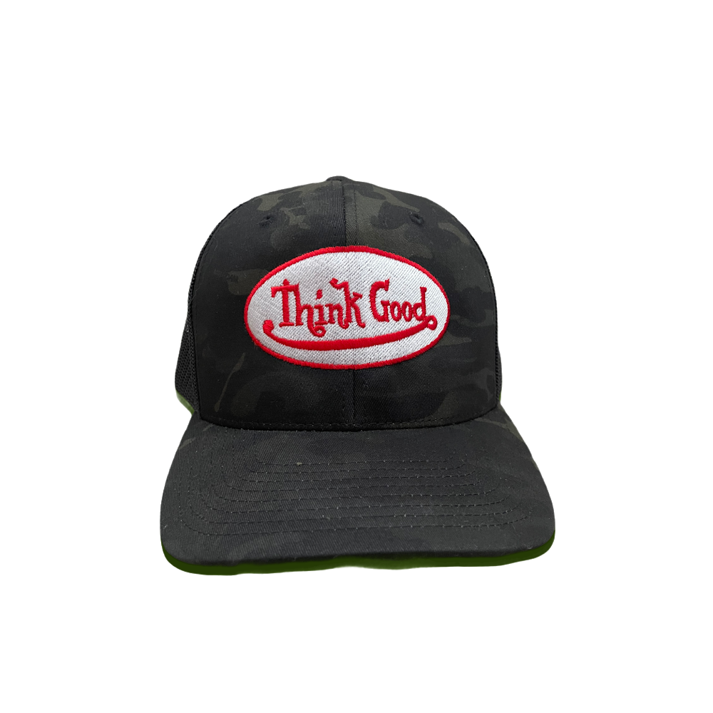 Black Camo "Think Good" Trucker Hat